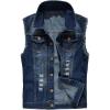imageINVACHI Mens Casual Lapel Denim Vest Vintage Sleeveless Jeans Vest Slim Fit JacketBlue
