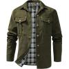 imageINVACHI Mens Corduroy Plaid Shacket Mens Casual Shirt Jacket Cotton Flannel Jacket for MenGreen