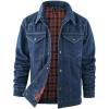 imageINVACHI Mens Denim Shirt Jacket Plaid Flannel Lined Shacket Casual Lightweight Trucker Cargo CoatBlue
