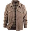 imageINVACHI Mens Denim Shirt Jacket Plaid Flannel Lined Shacket Casual Lightweight Trucker Cargo CoatKhaki
