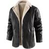 imageINVACHI Mens Faux Fur Leather Trench Coat Winter Warm Fleece Lining Jacket with LapelBlack