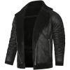 imageINVACHI Mens Faux Leather Fleece Jacket Sherpa Lined Warm Jacket FallampampWinter Trucker Jacket with Fur Notched LapelBlack