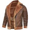 imageINVACHI Mens Faux Leather Fleece Jacket Sherpa Lined Warm Jacket FallampampWinter Trucker Jacket with Fur Notched LapelBrown
