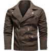 imageINVACHI Mens Faux Leather Jacket Lightweight Motorcycle Riding Jacket with Stand Collar01brown