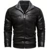 imageINVACHI Mens Faux Leather Jacket Waterproof Motorcycle Jacket Men Sherpa Lined Bomber Jacket Men with Fur LapelBlack