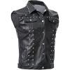 imageINVACHI Mens Faux Leather Punk Vest Motorcycle Rivets Vest Riding Club Biker Vest for MenBlack