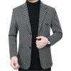 imageINVACHI Mens Houndstooth Tweed Blazer Single Breasted Casual Suit Jacket Slim Fit Sports Coat for MenGrey