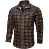imageINVACHI Mens Plaid Corduroy Jacket Flannel Shirt Jacket Sherpa Lined Shacket MenLight Army Green