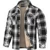 imageINVACHI Mens Plaid Shirt Jacket Flannel Sherpa Lined Jacket Mens Casual Cotton Lightweight JacketBlack