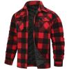 imageINVACHI Mens Plaid Shirt Jacket Flannel Sherpa Lined Jacket Mens Casual Cotton Lightweight JacketQuilted Red