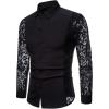 imageINVACHI Mens Sexy Lace See Through Shirts Blouse Long Sleeve Button Down Fishnet Sheer ShirtsBlack 080
