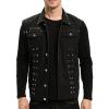 imageINVACHI Mens Slim Fit Punk Denim Vest Sleeveless Jeans Vest Jacket with RivetsBlack