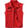 imageINVACHI Mens Slim Fit Punk Denim Vest Sleeveless Jeans Vest Jacket with RivetsRed