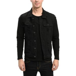 imageINVACHI Mens Casual Slim Fit Denim Vest Vintage Sleeveless Jeans Vest JacketBlack