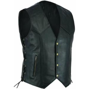 imageINVACHI Mens Faux Leather Motorcycle Vest Sleeveless Biker Jacket for Men Black Harley VestBlack