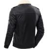 imageINVACHI Faux Leather Bomber Jacket Men Aviator Jacket Men Winter Fleece Lined Jacket with Fur CollarBlack