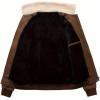 imageINVACHI Faux Leather Bomber Jacket Men Aviator Jacket Men Winter Fleece Lined Jacket with Fur CollarBrown