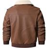 imageINVACHI Faux Leather Bomber Jacket Men Aviator Jacket Men Winter Fleece Lined Jacket with Fur CollarBrown