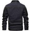 imageINVACHI Mens Denim Trucker Biker Jacket with PU Leather Patchwork Vintage Casual Jean Wash JacketBlackblack