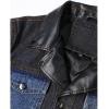 imageINVACHI Mens Denim Trucker Biker Jacket with PU Leather Patchwork Vintage Casual Jean Wash JacketBlackblack