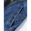 imageINVACHI Mens Denim Trucker Biker Jacket with PU Leather Patchwork Vintage Casual Jean Wash JacketBlackblue