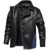 imageINVACHI Mens Denim Trucker Biker Jacket with PU Leather Patchwork Vintage Casual Jean Wash JacketBlackblue
