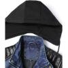 imageINVACHI Mens Denim Trucker Biker Jacket with PU Leather Patchwork Vintage Casual Jean Wash JacketHooded Blue