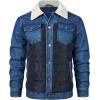 imageINVACHI Mens Denim Trucker Biker Jacket with PU Leather Patchwork Vintage Casual Jean Wash JacketThick Blue