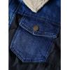 imageINVACHI Mens Denim Trucker Biker Jacket with PU Leather Patchwork Vintage Casual Jean Wash JacketThick Blue