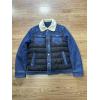 imageINVACHI Mens Denim Trucker Biker Jacket with PU Leather Patchwork Vintage Casual Jean Wash JacketThick Blue