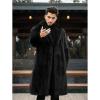 imageINVACHI Mens Faux Fur Coat Winter Long Faux Mink Coat Fluffy Thick Trench Coat for MenBlack