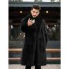 imageINVACHI Mens Faux Fur Coat Winter Long Faux Mink Coat Fluffy Thick Trench Coat for MenBlackshawl Collar