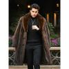 imageINVACHI Mens Faux Fur Coat Winter Long Faux Mink Coat Fluffy Thick Trench Coat for MenBrown