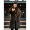 imageINVACHI Mens Faux Fur Coat Winter Long Faux Mink Coat Fluffy Thick Trench Coat for MenBrownshawl Collar