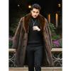 imageINVACHI Mens Faux Fur Coat Winter Long Faux Mink Coat Fluffy Thick Trench Coat for MenBrownshawl Collar