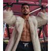 imageINVACHI Mens Faux Fur Coat Winter Long Faux Mink Coat Fluffy Thick Trench Coat for MenWhite