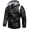 imageINVACHI Mens Faux Leather Bomber Jacket Hooded Motorcycle Jacket WaterampampWind Resistant Biker Jakcet Men01black