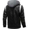 imageINVACHI Mens Faux Leather Bomber Jacket Hooded Motorcycle Jacket WaterampampWind Resistant Biker Jakcet MenBlack