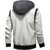 imageINVACHI Mens Faux Leather Bomber Jacket Hooded Motorcycle Jacket WaterampampWind Resistant Biker Jakcet MenWhite