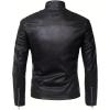 imageINVACHI Mens Faux Leather Jacket Casual Slim Fit Biker Motorcycle Jacket with Stand CollarBlack