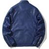 imageINVACHI Mens Faux Leather Jacket Casual Slim Fit Biker Motorcycle Jacket with Stand CollarBlue