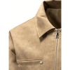 imageINVACHI Mens Faux Leather Jacket Casual Vintage Lightweight Motorcycle Jacket Slim Fit ZipUp Trucker JacketKhaki