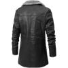 imageINVACHI Mens Faux Leather Jacket Faux Fur Lapel Long Trench Coat Sherpa Lined Warm Winter CoatBlack