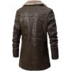imageINVACHI Mens Faux Leather Jacket Faux Fur Lapel Long Trench Coat Sherpa Lined Warm Winter CoatBrown