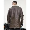 imageINVACHI Mens Faux Leather Jacket Faux Fur Lapel Long Trench Coat Sherpa Lined Warm Winter CoatBrown
