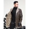 imageINVACHI Mens Faux Leather Jacket Faux Fur Lapel Long Trench Coat Sherpa Lined Warm Winter CoatBrown