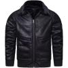 imageINVACHI Mens Faux Leather Jacket Fuzzy Fleece Lined Warm Jacket Vintage Waterproof Motorcycle Jacket with Fur CollarBlack