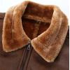 imageINVACHI Mens Faux Leather Jacket Fuzzy Fleece Lined Warm Jacket Vintage Waterproof Motorcycle Jacket with Fur CollarBrown