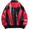 imageINVACHI Mens Faux Leather Jacket Slim Fit Motorcycle Jacket Casual Lightweight Waterproof Biker Jacket for MenRed
