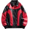 imageINVACHI Mens Faux Leather Jacket Slim Fit Motorcycle Jacket Casual Lightweight Waterproof Biker Jacket for MenRed